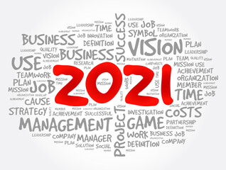 2021 Goals word cloud collage, business concept background