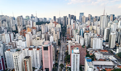 Aerial view of 9 de Julho avenue in Sao Paulo city.