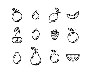 Vector fruits icon set. Flat illustration of fruits isolated on white background. Icon vector illustration sign symbol.
