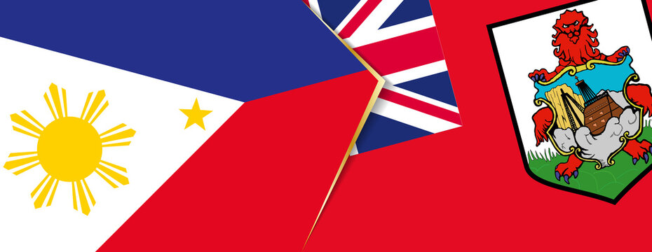 Philippines and Bermuda flags, two vector flags.