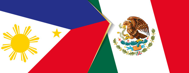 Philippines and Mexico flags, two vector flags.