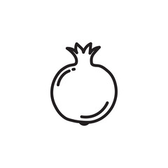 Vector pomegranate icon. Flat illustration of pomegranate isolated on white background. Icon vector illustration sign symbol.