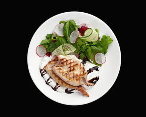 grilled squid top view on a white plate. High quality photo