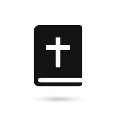 Obraz premium Bible book icon in flat style. Church faith vector flat design