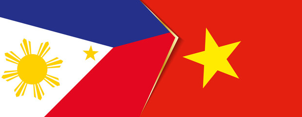 Philippines and Vietnam flags, two vector flags.