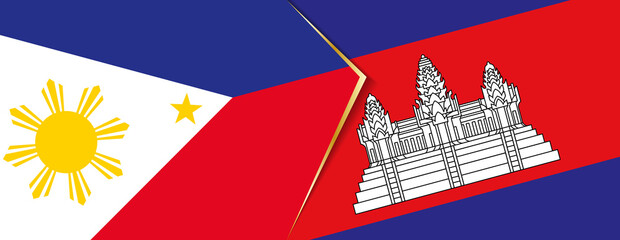 Philippines and Cambodia flags, two vector flags.