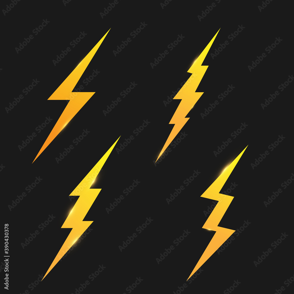 Poster lightning flat icons set.vector illustration