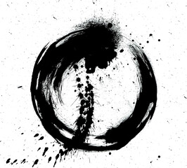 Circular Black Paint Ink Brush Splash