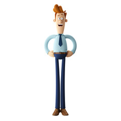 3d illustration of young funny office man, isolated