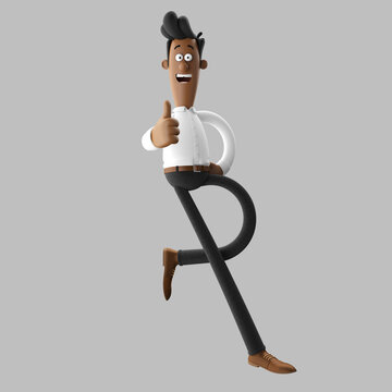 3d illustration of young funny office man, isolated