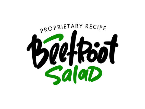 Beetroot salad hand drawn lettering logo for business, print and advertising.
