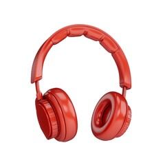 3D Rendering Red headphones isolated on white background