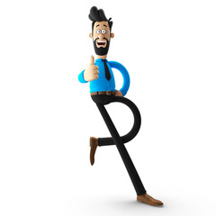 3d illustration of young funny office man, isolated