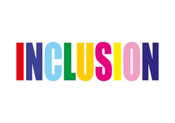 Título multicolor de inclusión a personas discapacitadas.