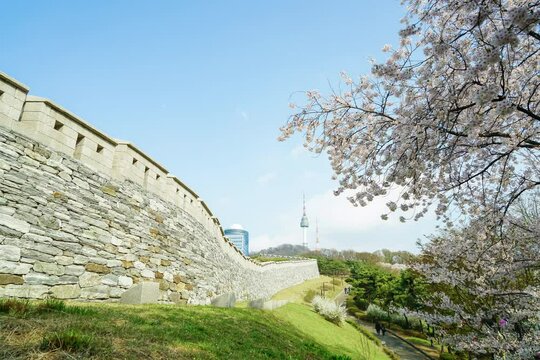 Timelapse of Ancient City Wall with Modern Urban Landscape.