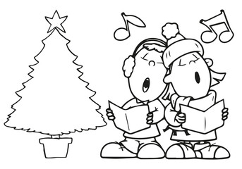 Christmas children choir for coloring