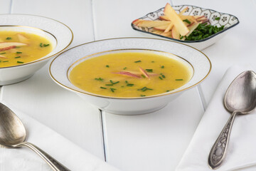 Delicious bacon apple creamy cheddar cheese soup.