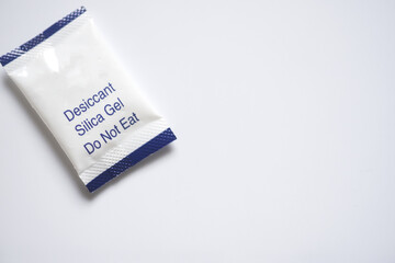 Desiccant Silica Gel Package on white background