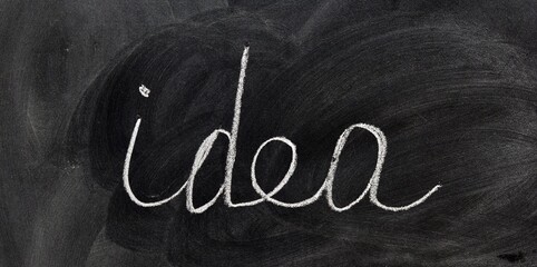 La palabra idea escrita con tiza en la pizarra
