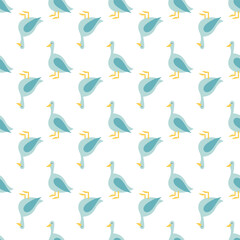 Cute seamless pattern with blue goose. Can be used to decorate clothes clothes for children, women and girls, wallpaper, bed linen, notebooks, postcards, dishes