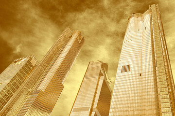 Gold color skyscrapers in NYC