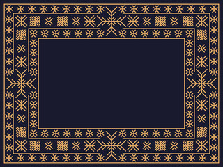 Obraz premium Christmas frame in art deco style with snowflakes. Line art vintage linear border. Design a template for invitations, leaflets and greeting cards. The style of the 1920s - 1930s. Vector illustration