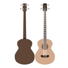 Naklejka premium illustration of two acoustic bass guitars clipart vector