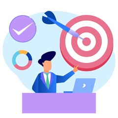 Illustration vector graphic cartoon character of business target