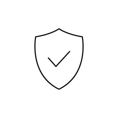 Shield check mark line icon. Security and protector symbol. Vector illustration isolated on white.