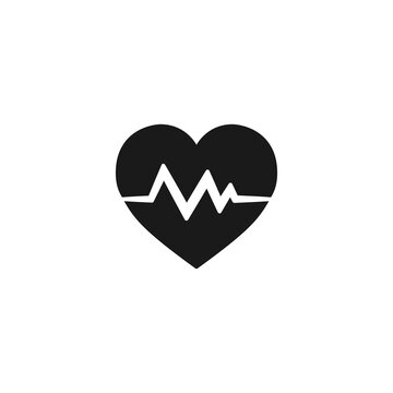 Heart cardiology icon. Medicine concept silhouette. Heart pulse vector illustration isolated on white.