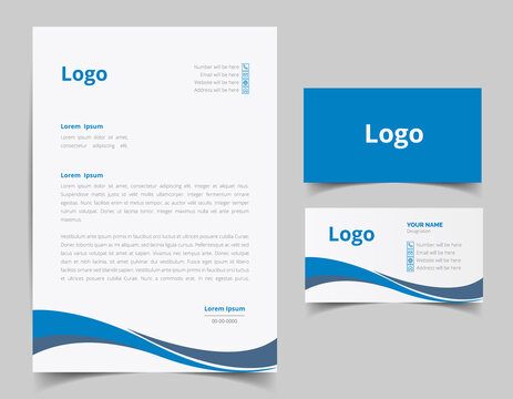 Letterhead And Business Card Template Design. Modern Creative & Clean Business Style With Corporate Pattern. Letterhead Design Set. Business Card Set. Full Vector File 