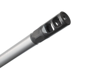 Muzzle brake for a rifle on white
