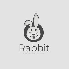 Rabbit head Logo Cute cartoon bunny vector illustration