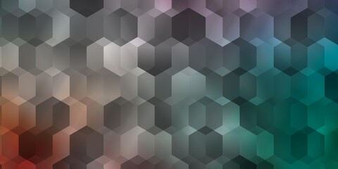 Light Green, Red vector background with set of hexagons.