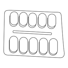 Pills icon, vector design, line style, isolated in a white background. capsule pills