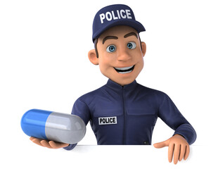 Fun 3D illustration of a cartoon Police Officer