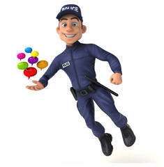 Fun 3D illustration of a cartoon Police Officer