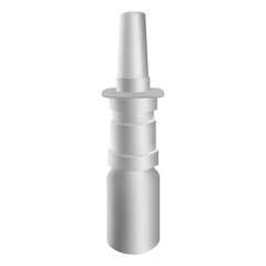 Spray Medical Nasal Antiseptic Drugs Plastic Bottle White. Ready For Your Design. Product Packing Vector EPS10. 3D