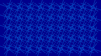 Crossing diagonal lines and squares structure ornament on blue background