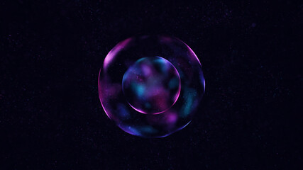 Abstract particle background with glowing spheres. Futuristic digital 3d illustration