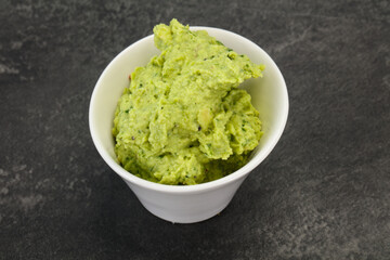 Avocado guacamole sauce with chili pepper