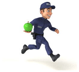 Fun 3D illustration of a cartoon Police Officer