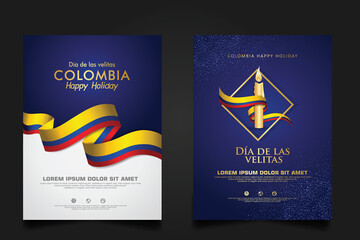 Set Colombia Day background template.