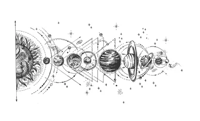 Foto op Plexiglas Solar system infographic sketch © istry