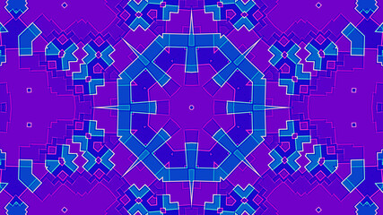 Geometric kaleidoscope background with bright-coloured accent lines and central symmetry