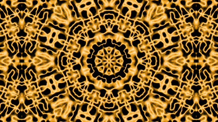 Abstract kaleidoscope background ornament with concentric yellow fur elements
