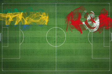 Gabon vs Tunisia Soccer Match, national colors, national flags, soccer field, football game, Copy...