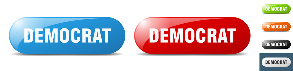 democrat button. key. sign. push button set