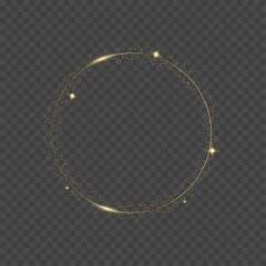 Round glowing gold sparkles on transparent background. Luxury banner. Vector