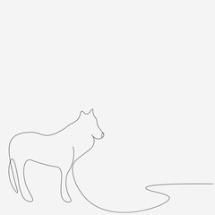 Wolf forest animal line drawing. Vector illustration